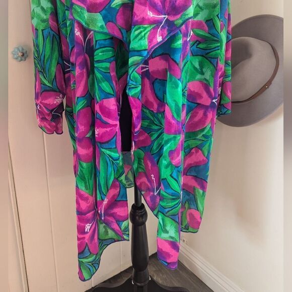 VTG Sirena 70s Retro Desert Glam Mrs. Roper Tropical Beachy Coastal Coverup - Picture 4 of 9